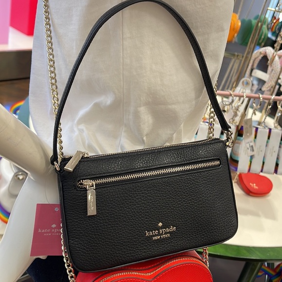 Kate Spade Leila Pebble Leather Convertible Wristlet Wallet Clutch Black - Picture 12 of 16